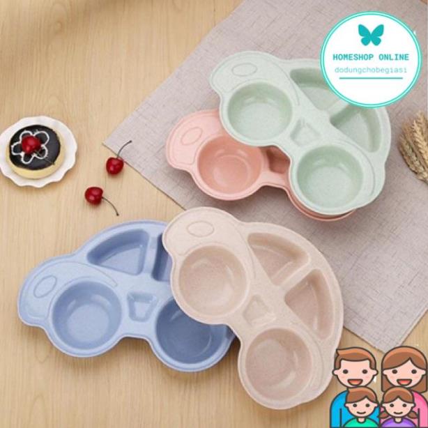 Khay ăn dặm lúa mạch hình Ô TÔ không chứa BPA an toàn cho bé sơ sinh