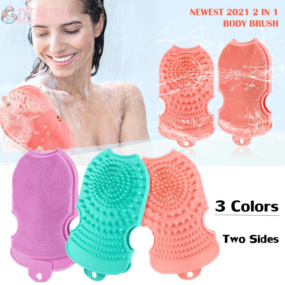 DIACHA Newest 2 IN 1 Soft Shower Scrubber Silicone Body Scrubber Double Side Easily Foamy Suit for All Skin Massage Body Exfoliating Exfoliating Body Brush/Multicolor