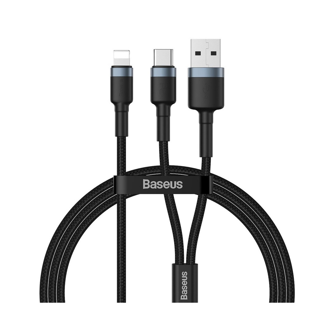 Dây Cáp 2 in 1 BASEUS chân TypeC và cho IPvà type C Baseus cafule USB+Type-C PD Cable 1.2m
