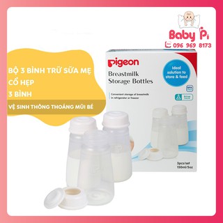 Bộ 3 bình trữ sữa Pigeon cổ hẹp mới cho bé (50ml/bình)