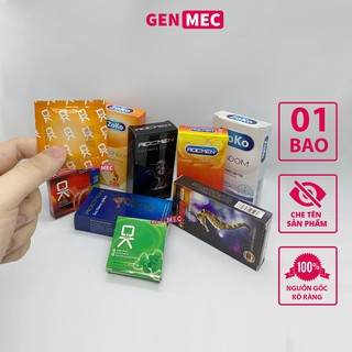 Bao cao su giá rẻ 01 hộp - Siêu mỏng - Gân gai - Kéo dài thời gian - Genmec