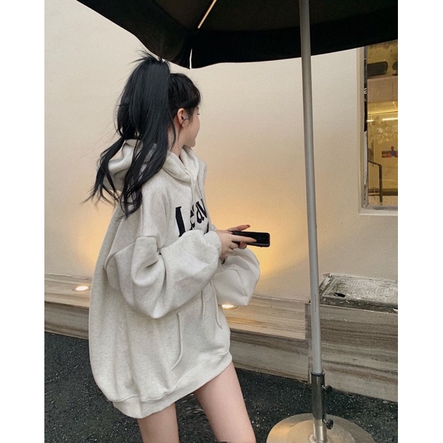 Hoodie nỉ lót bông chữ in