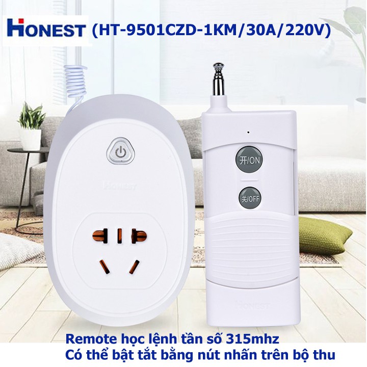 Ổ Cắm Điều Khiển Từ Xa Công Suất Lớn Honest HT-9501 mẫu mới 220v 30A 1000m