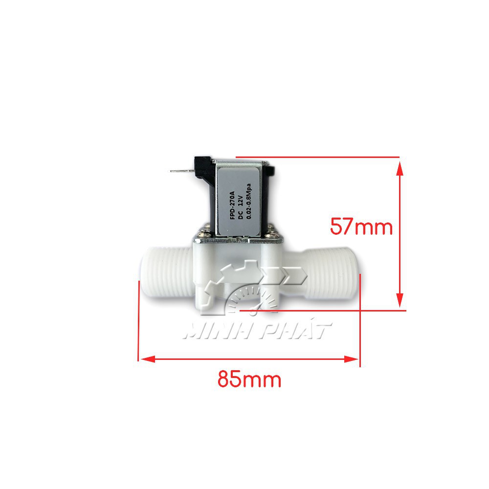 Van nước điện từ 12V 220v ren ngoài 21mm