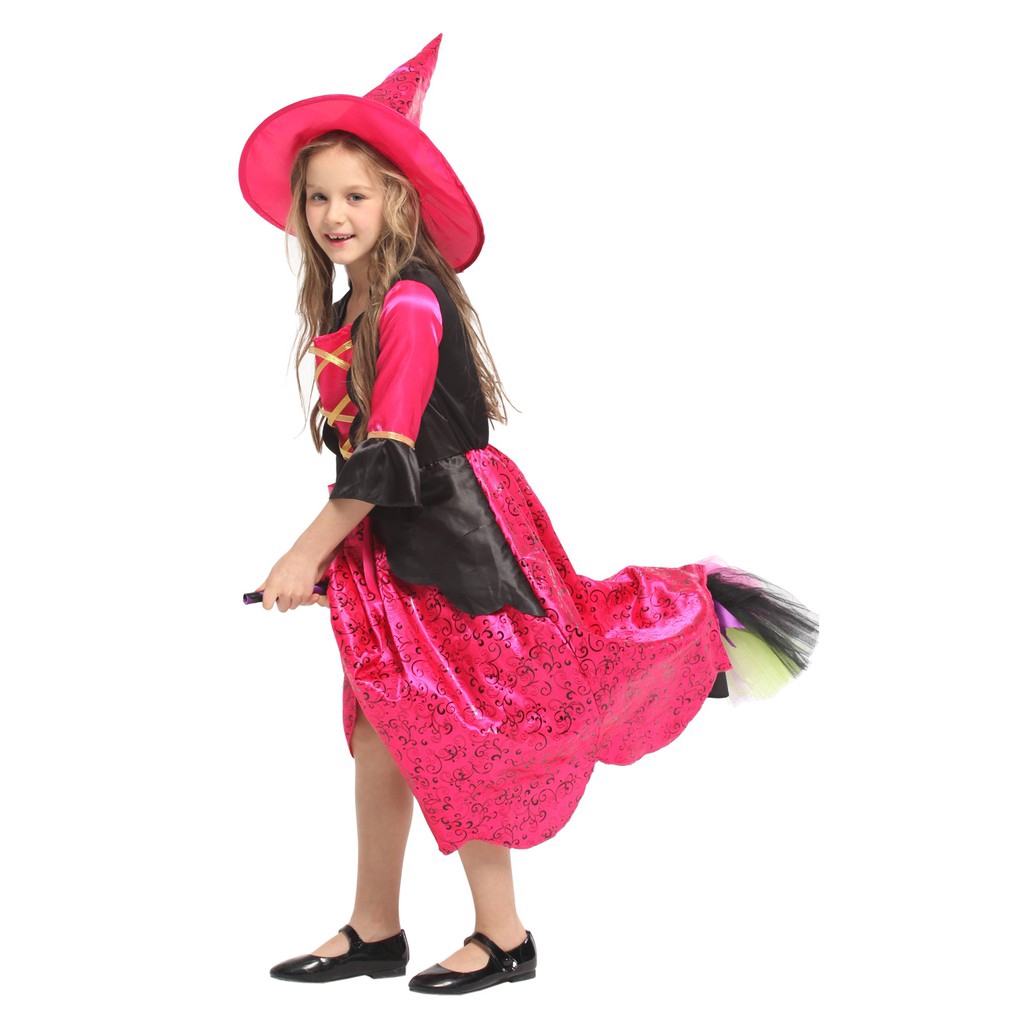 Trang phục halloween kiểu phù thủy dễ thương xinh xắn cho bé gái