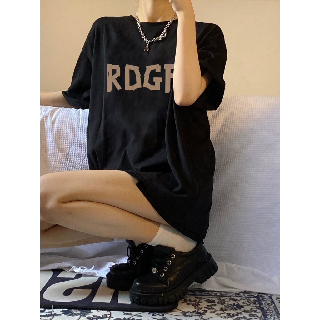 Xiaozhainv Áo Thun Tay Ngắn Cổ Tròn Dáng Rộng In Chữ Đơn Giản Phong Cách Hàn Quốc Thời Trang Cho Nữ