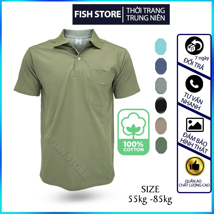 Áo polo nam form rộng cotton đẹp trung niên tay ngắn cao cấp FF49M