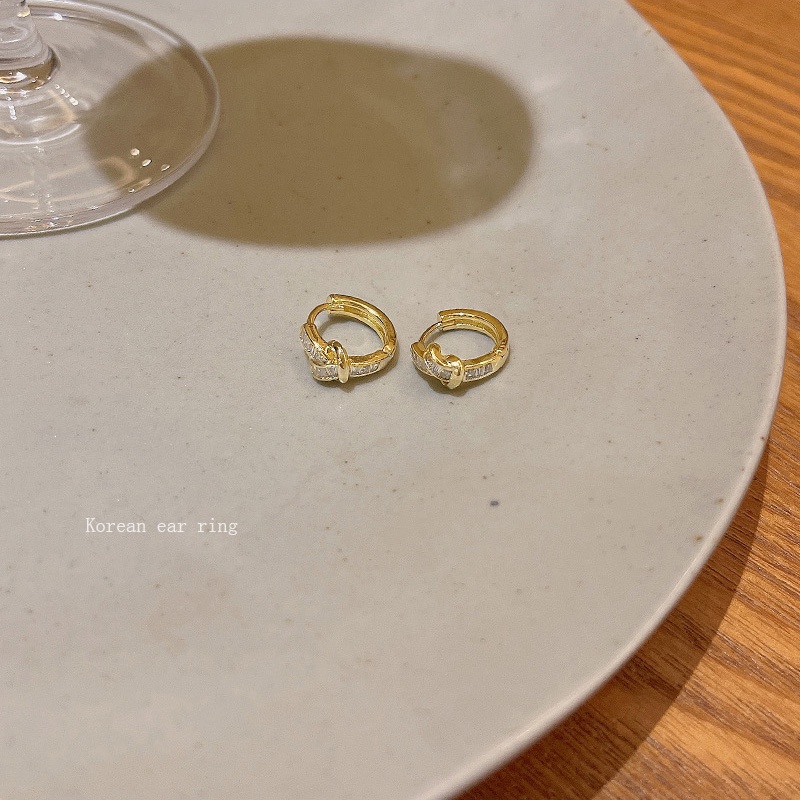 Bông Tai Mạ Bạc 925 Hình Nút Thắt Đính Đá Zircon Chất Lượng Cao