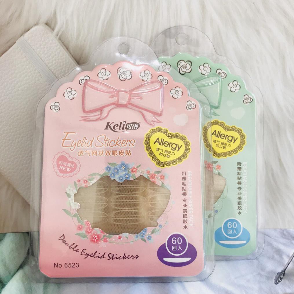 [FREESHIP] Miếng Dán Mí Lưới Keli Allergy Double Eyelid Stickers (60 miếng) kèm keo dán