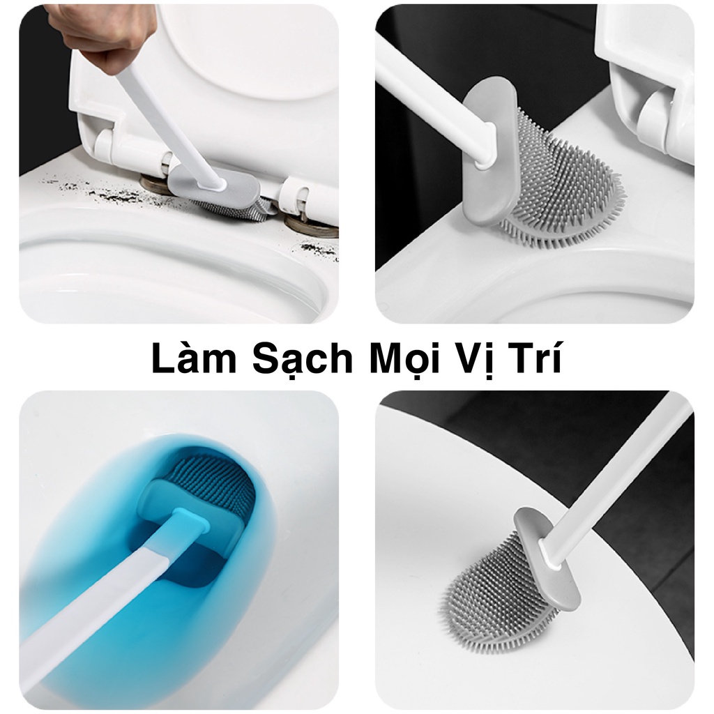 Chổi Cọ Nhà Vệ Sinh Bồn Cầu Toilet Silicon Bàn Chải Vệ Sinh Bồn Cầu Có Giá Đựng Dán Tường Tiện Dụng