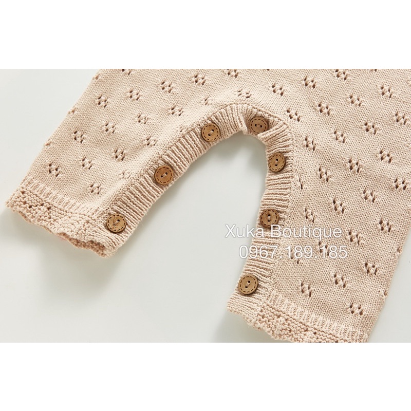 Bodysuit Len Dài Tay Kèm Mũ Angou Cao Cấp Cho Bé , Bodysuit Len Cho Bé Trai Bé Gái Từ 5 Đến 16Kg Xuka Boutique