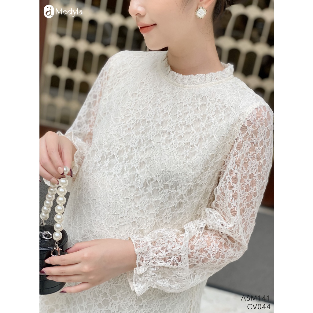 MEDYLA - Áo bầu công sở 2 lớp ren lót lụa cho bầu đi làm đi chơi cực xinh - ASM141