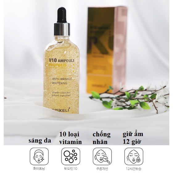Tinh Chất Serum Keo Ong Dịu Da Dưỡng Ẩm Trắng Sáng V10 Siskeli Propolis Ampoule 100ml - KOBE YOUNG