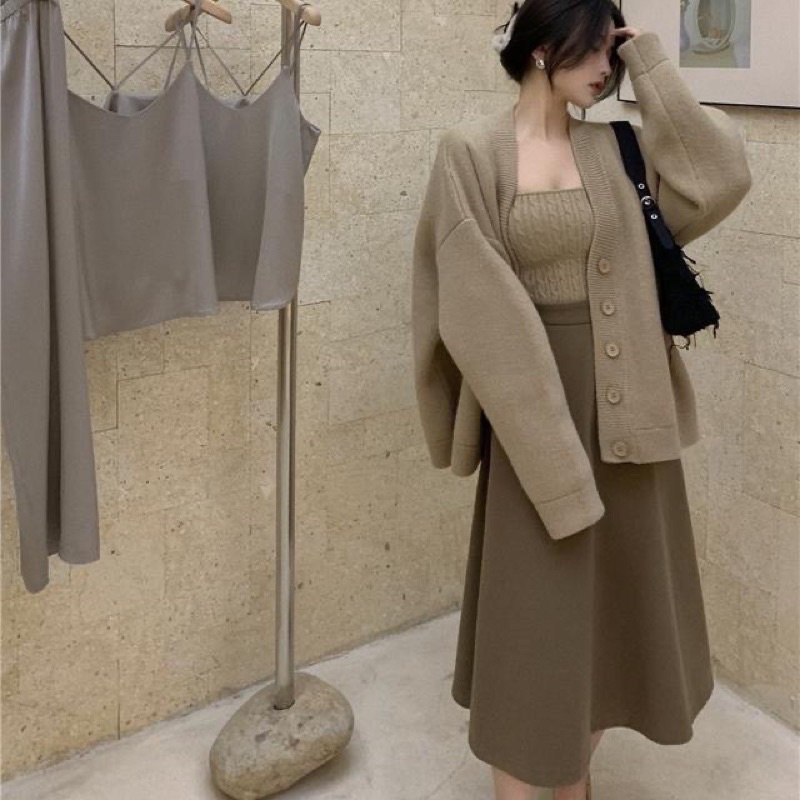 SET ÁO KHOÁC CADIGAN KÈM ÁO LEN ỐNG SIÊU DÀY HÀNG LOẠI1 PHOM TO ĐẸP