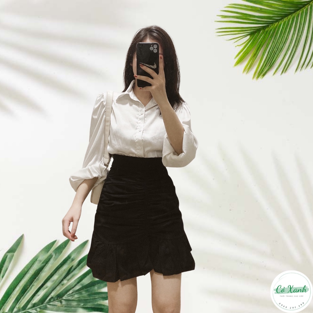 Chân váy thời trang thiết kế zúm xèo đuôi cá Quảng Châu Cao Cấp cực kỳ đẹp Cỏ Xanh CV7 | BigBuy360 - bigbuy360.vn