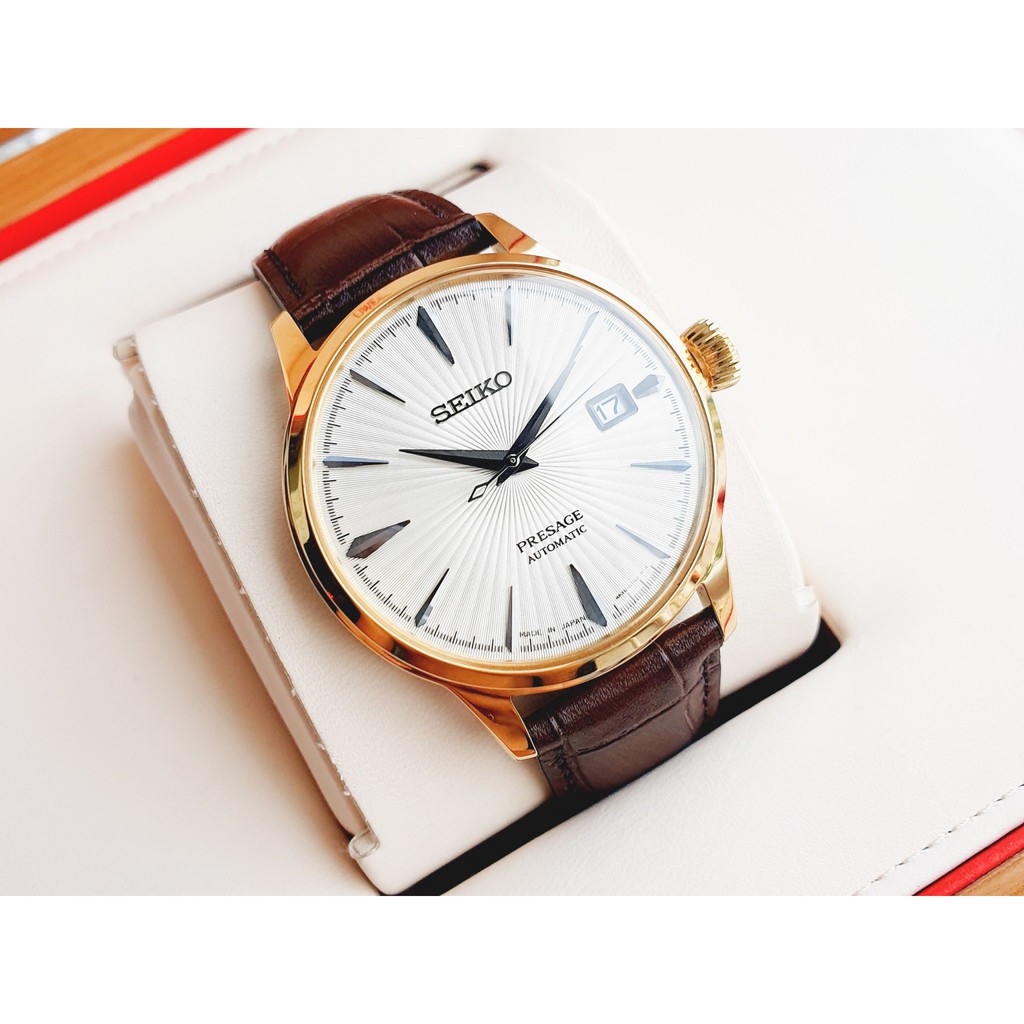 Đồng hồ nam chính hãng Seiko Cocktail Gold SRPB44J1 - Máy cơ tự động - Kính cứng - Dây da