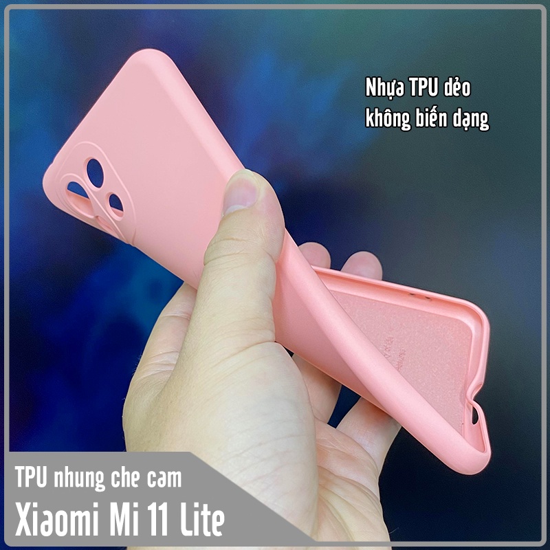 Ốp lưng cho Xiaomi Mi 11 Lite 4G - 5G - NE , nhựa TPU dẻo màu lót nhung che camera