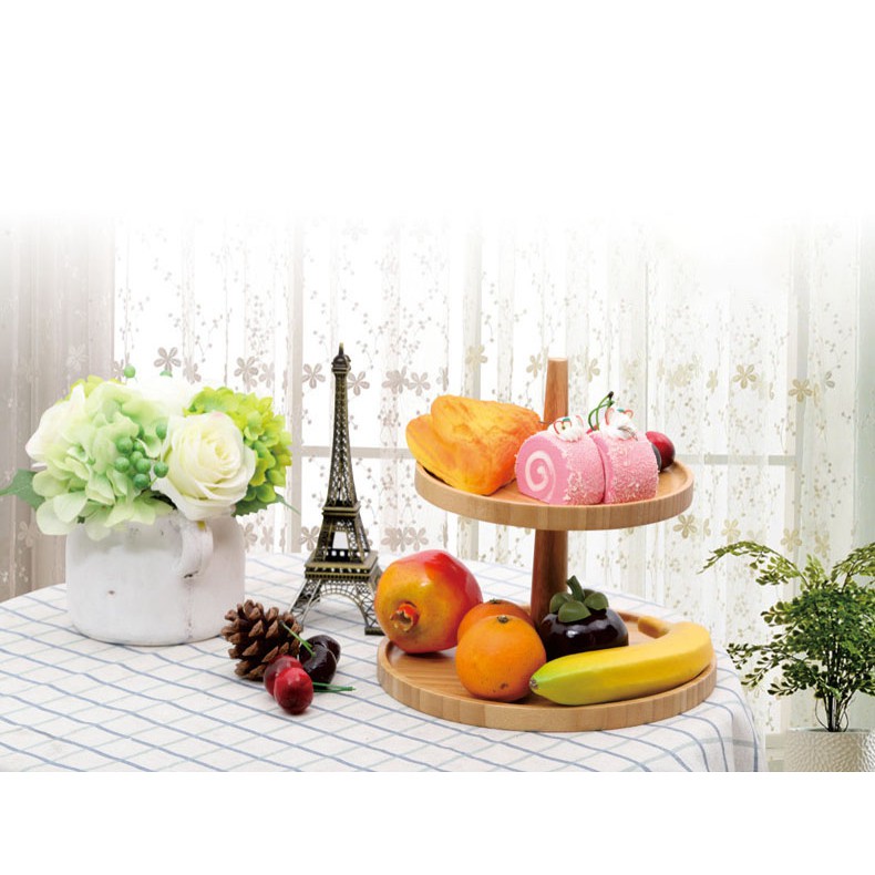 Giá kệ gỗ để bánh và hoa quả bằng gỗ Tre ghép thanh - Gỗ tự nhiên