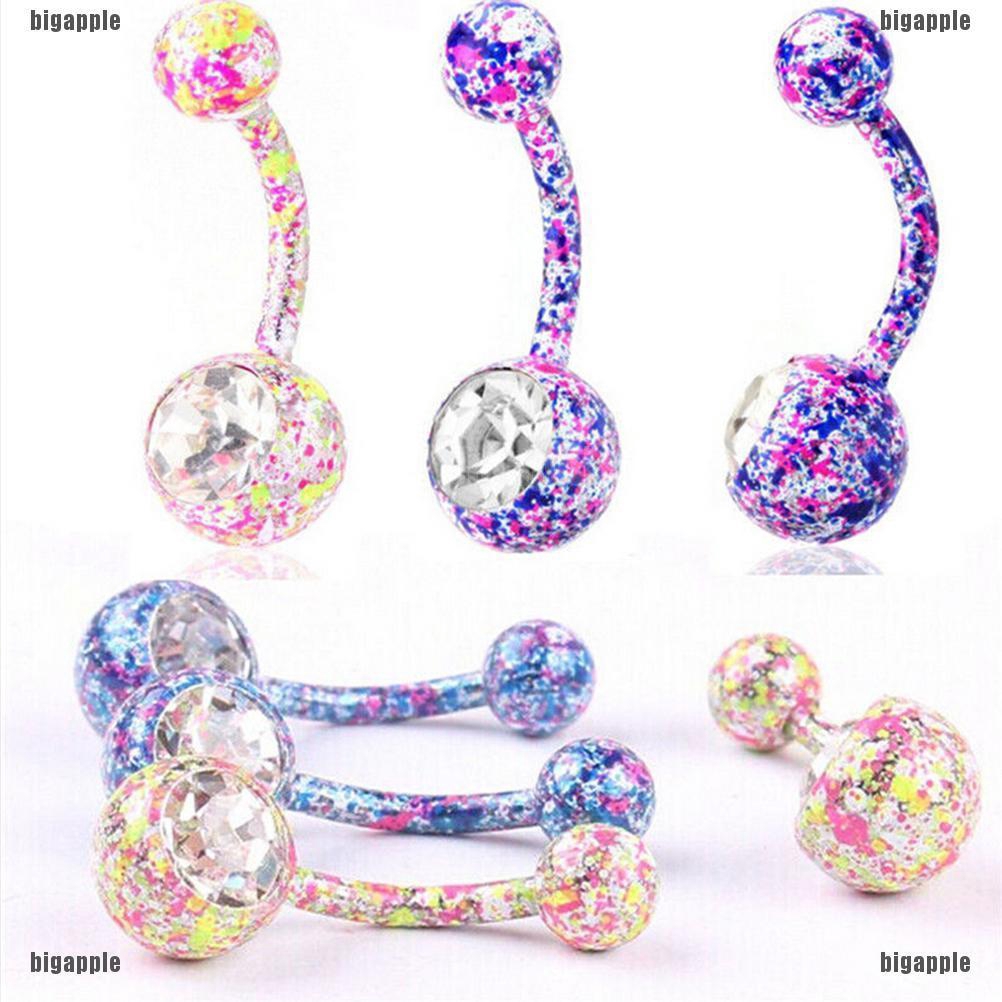 Khuyên rốn tua rua đính đá bằng thép y tế