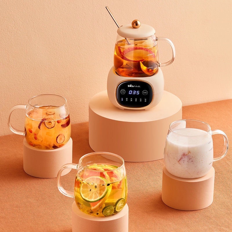 Set đế giữ nhiệt kèm bình thuỷ tinh chưng yến pha trà BEAR YSH-Q04E1 màu trắng kem BH 12 tháng