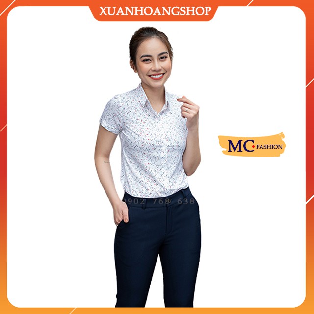 Áo Sơ Mi Nữ Cộc Tay Ngắn, Kiểu Áo Sơ Mi Nữ Công Sở Đẹp,3 Màu( Trắng, Xanh Tím Than,Vàng ), Mc Fashion A638