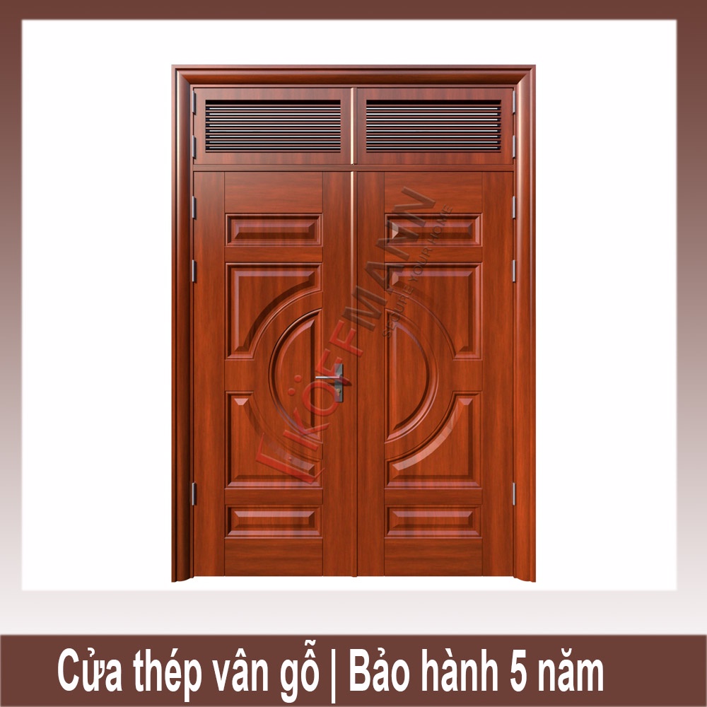 Cửa thép vân gỗ 2 cánh đều - KG22.01-2NC