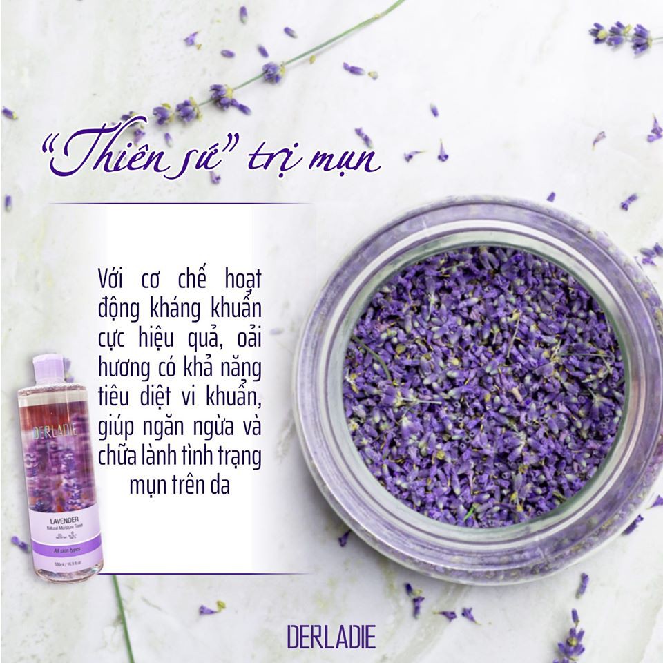 Nước Hoa Hồng Giảm Mụn, Kiềm Dầu Toner Derladie Lavender Natural Moisture 500ml