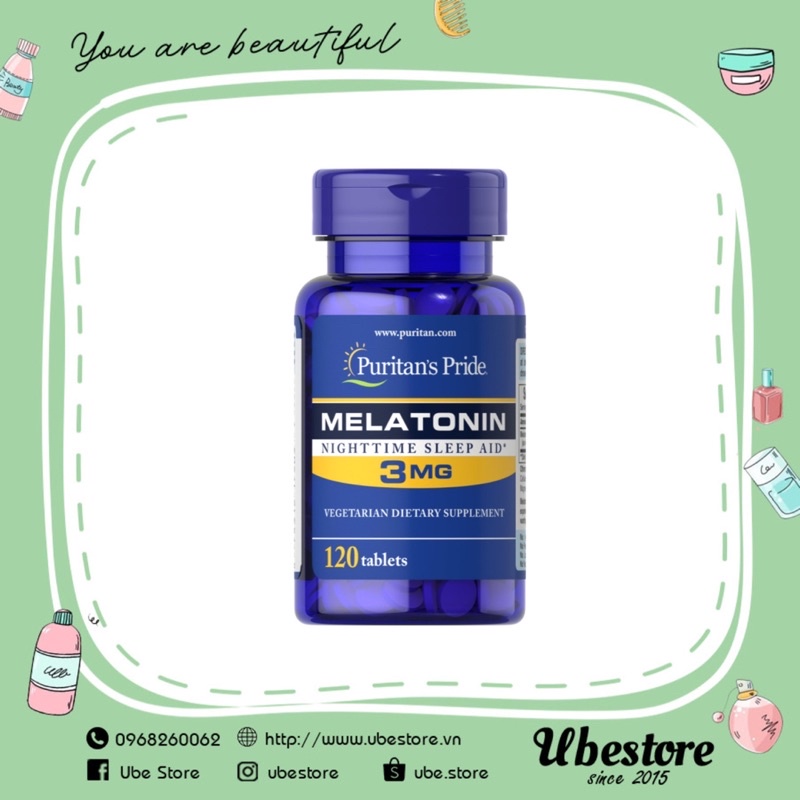VIÊN UỐNG HỖ TRỢ NGỦ NGON, GIẢM STRESS PURITANS PRIDE MELATONIN 3MG 120 VIÊN