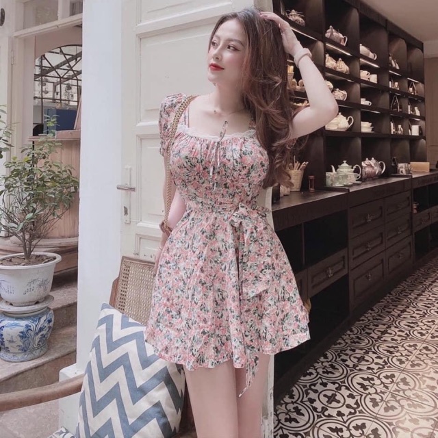 ĐẦM HOA NHÍ+NỊT THẮT NƠ EO