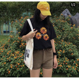Áo Thun Form Rộng In Hình Hoa Hướng Dương Cá Tính TTSL0195