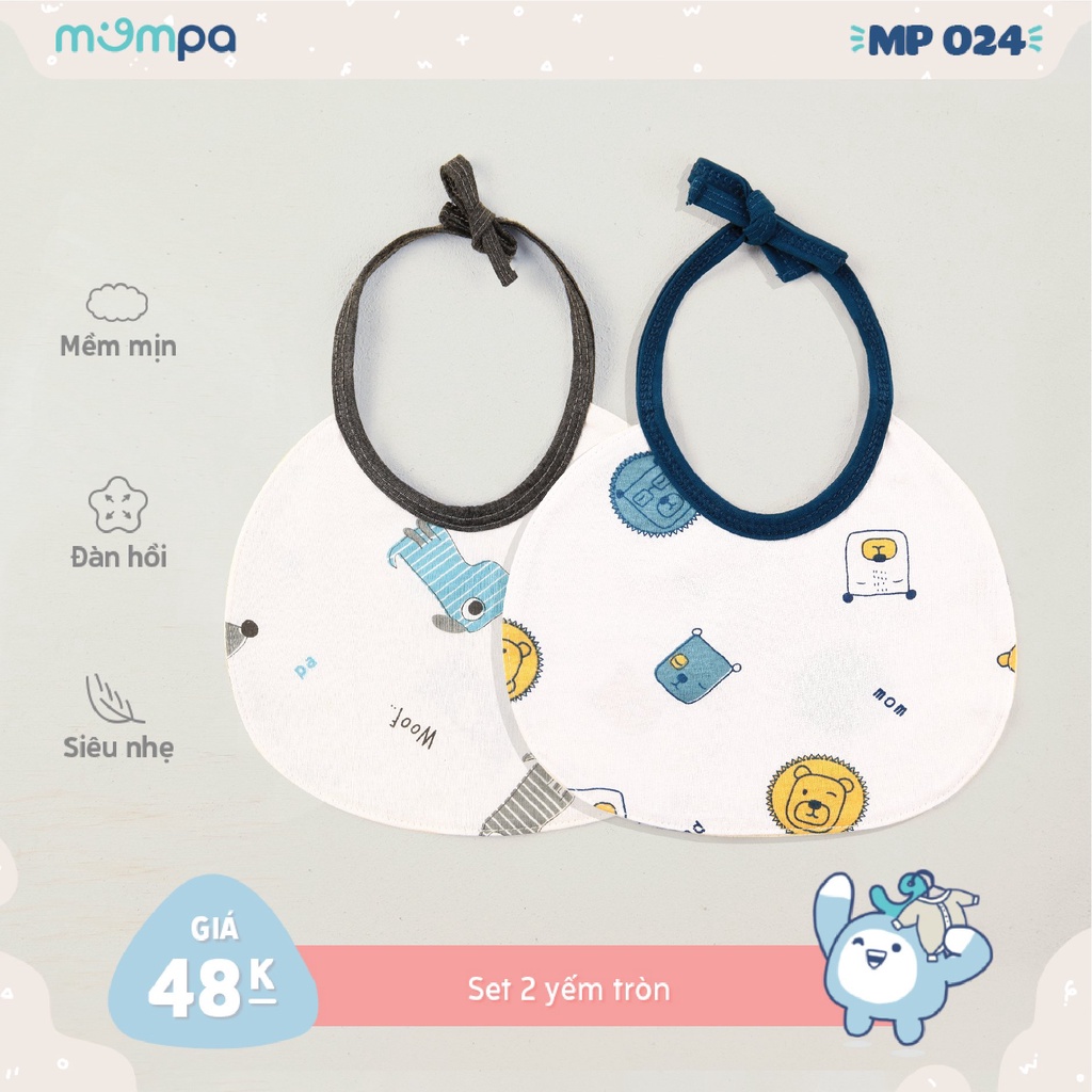 Set yếm cho bé: 2 chiếc siêu nhẹ, đàn hồi tốt, mềm mịn hãng Mompa MP024