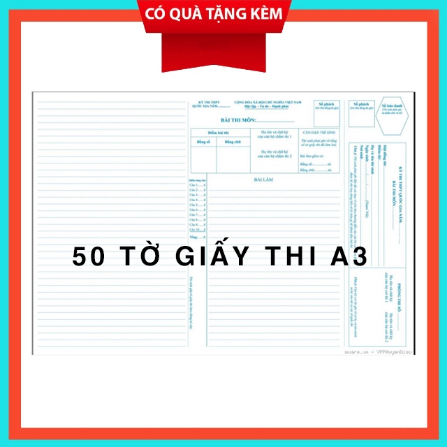 100 tờ giấy thi a3 chuẩn theo mẫu của bộ GD&amp;DT