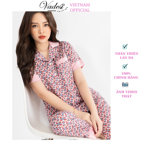 Đồ Bộ Ngủ Nữ Mặc Nhà Pijama VADESI Lụa Cao Cấp Set Bộ Quần Dài Tay Cộc Nhiều Họa Tiết Co Giãn Nhẹ Thoáng Mềm Thấm Hút