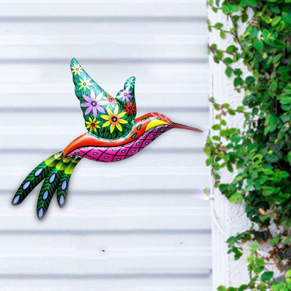 KUNHEV Mô Hình Chim Ruồi / Hoa Mẫu Đơn Bằng Kim Loại Dùng Trang Trí Trong Nhà &amp; Ngoài Trời