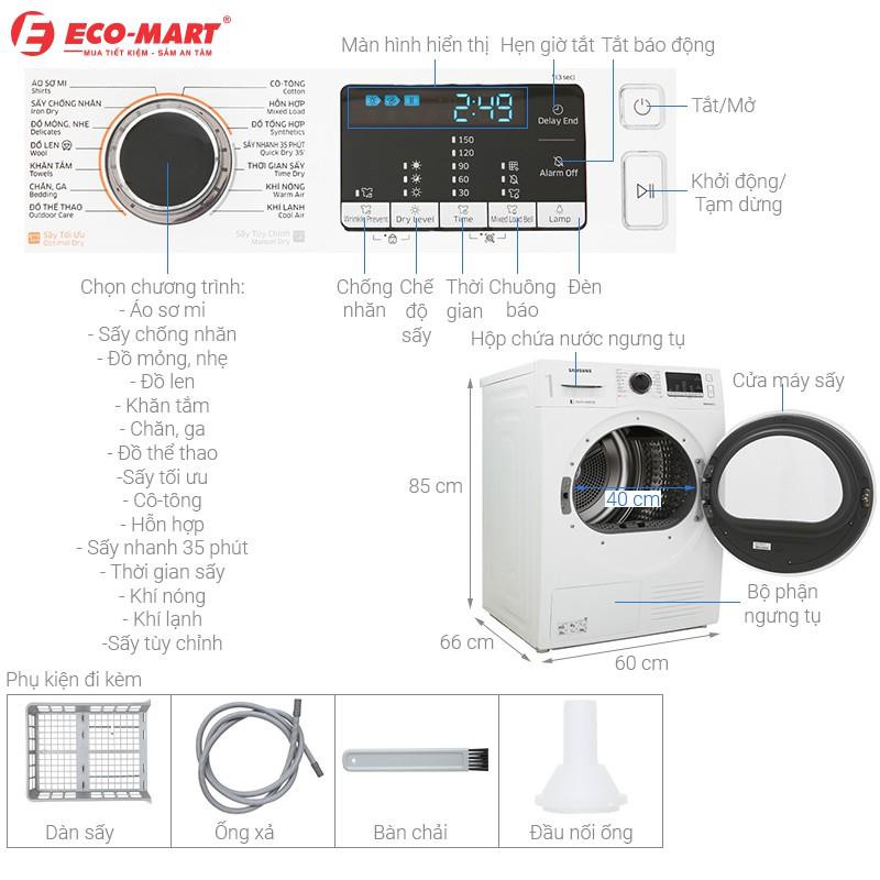 Máy sấy Samsung 9 kg DV90M5200QW/SV