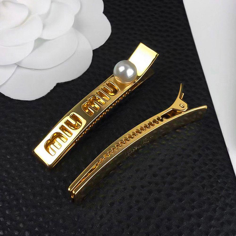 Kẹp Tóc Mỏ Vịt Bằng Kim Loại In Chữ Phong Cách Vintage Thanh Lịch