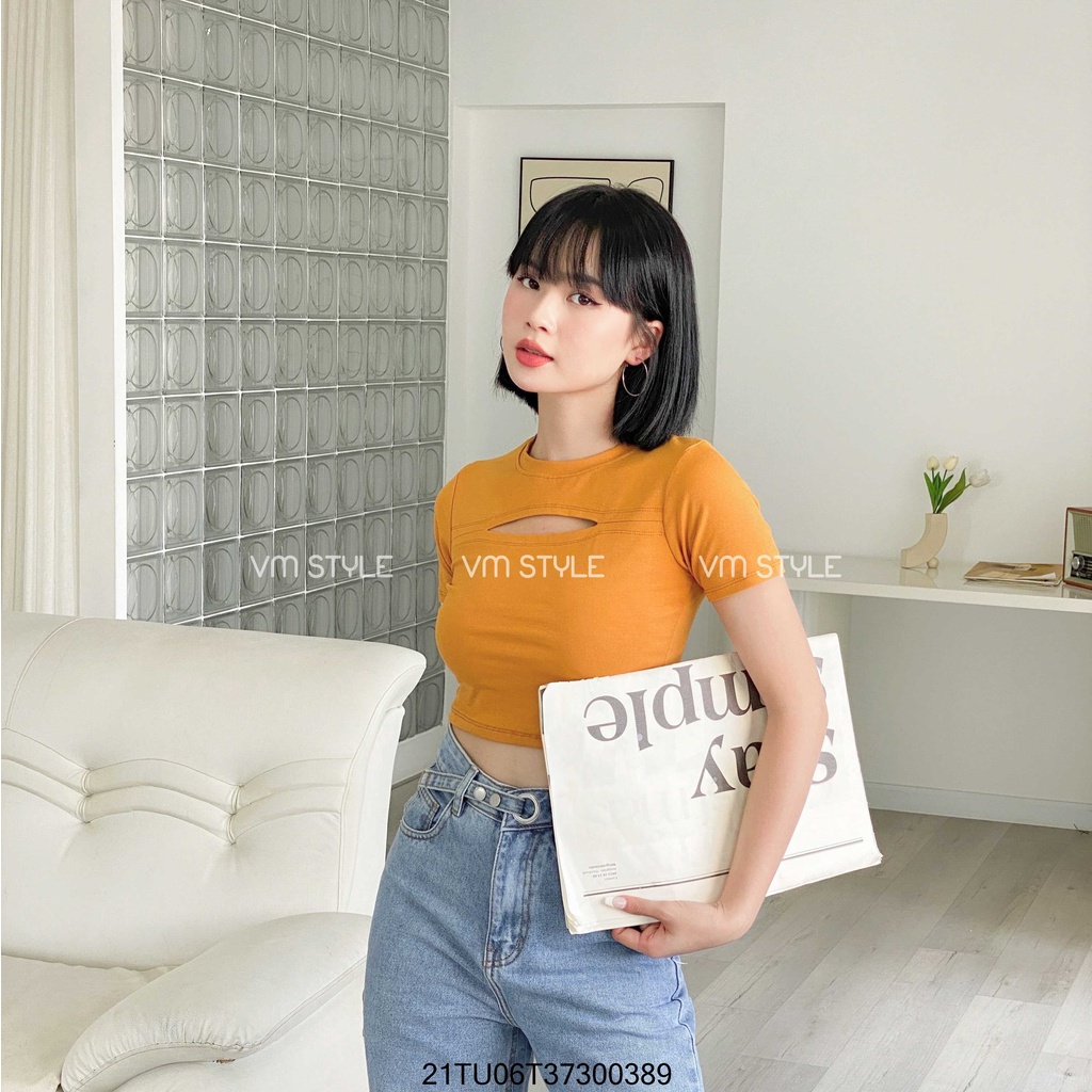 Áo thun tay ngắn VM STYLE crop hở ngực ulzzang thời trang nữ 21TU06T373003