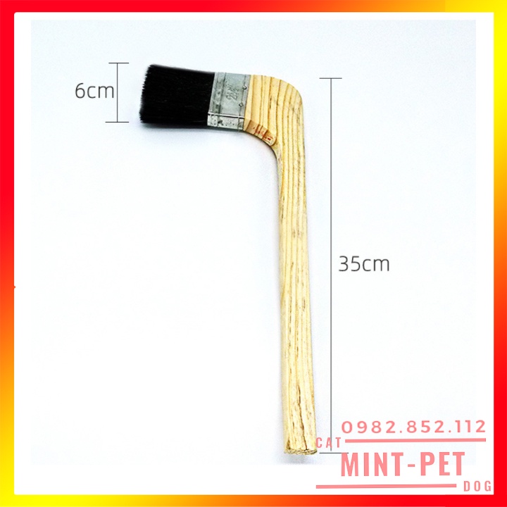 Bàn chải cán gỗ để tắm cho mèo ở trong lồng #Mint Pet