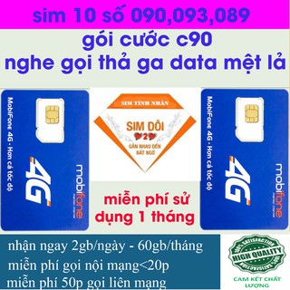 Combo 2 sim mobi c90 nghe gọi free có sẵn tk 90k