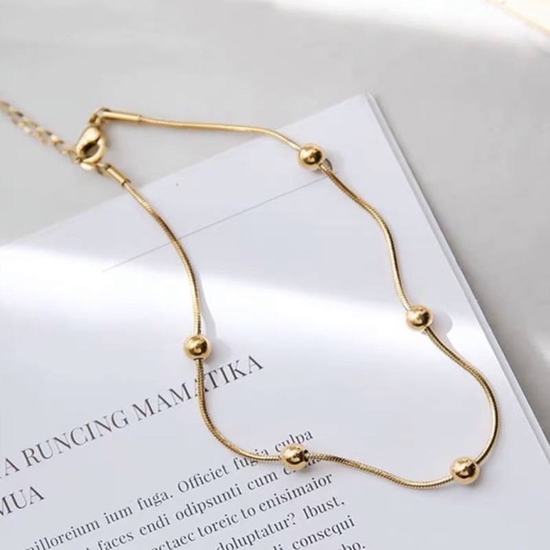 Vòng tay titan nữ không gỉ không phai màu lắc tay nữ mạ vàng 18k kiểu dáng viên bi phong cách nhẹ nhàng