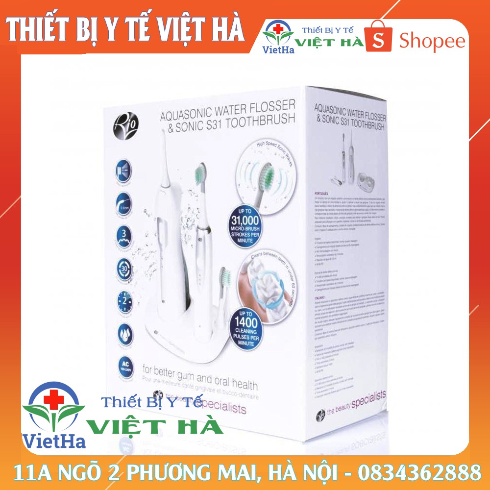 Máy tăm nước kèm bàn chải siêu âm Aquasonic Water Flower and Sonic S31 Toothbrush