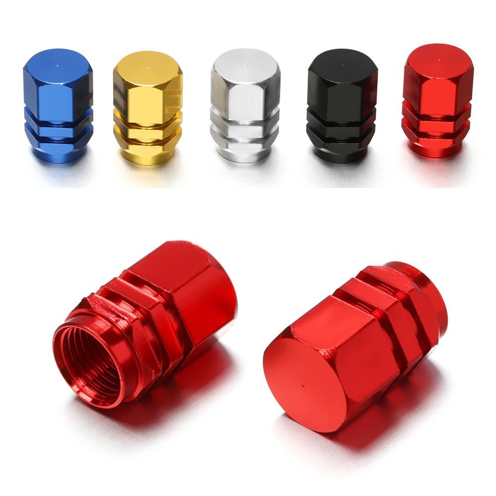 Set 4 nắp van bánh xe hơi 5 màu bằng hợp kim nhôm