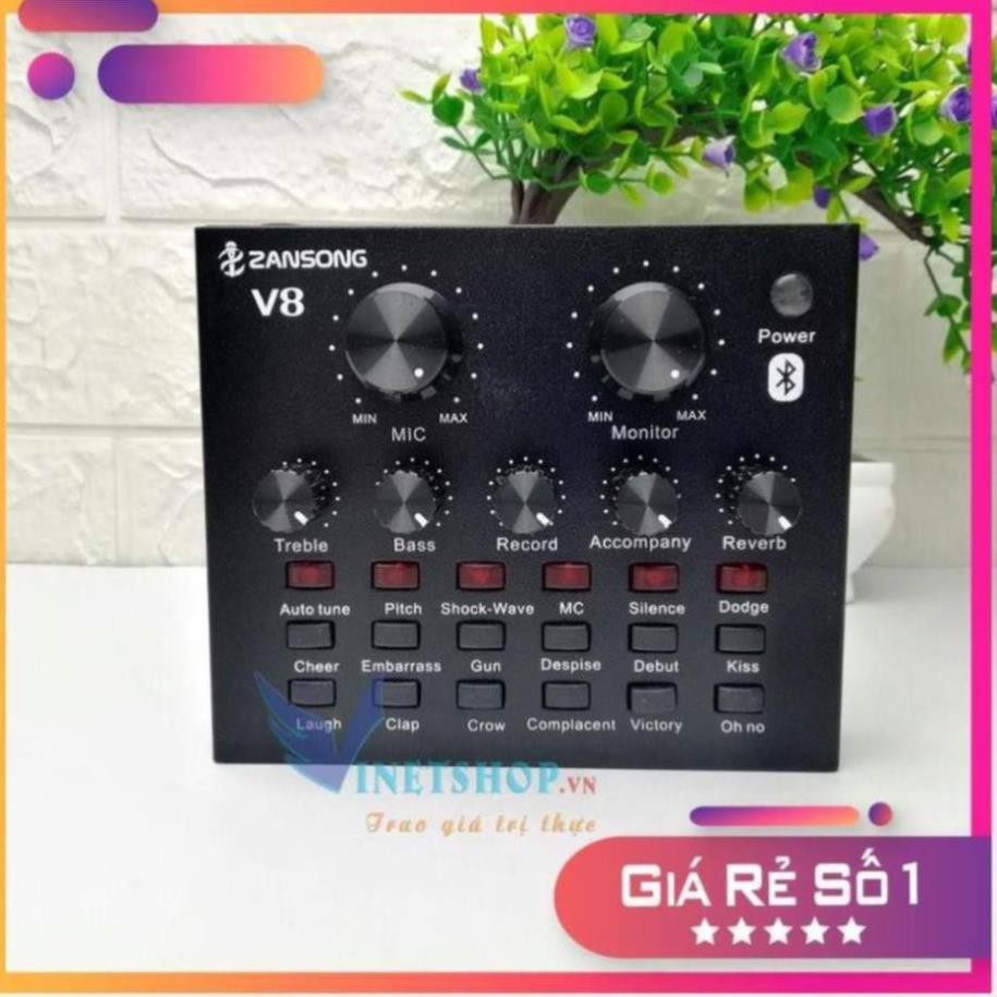 Sound card Zansong v8 livestream karaoke thu âm online,có bluetooth không cần cắm dây lấy nhạc-dc3536