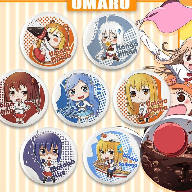 Huy hiệu cài áo in hình Himouto! Umaru-chan Cô em gái hai mặt anime chibi xinh xắn tiện lợi m01