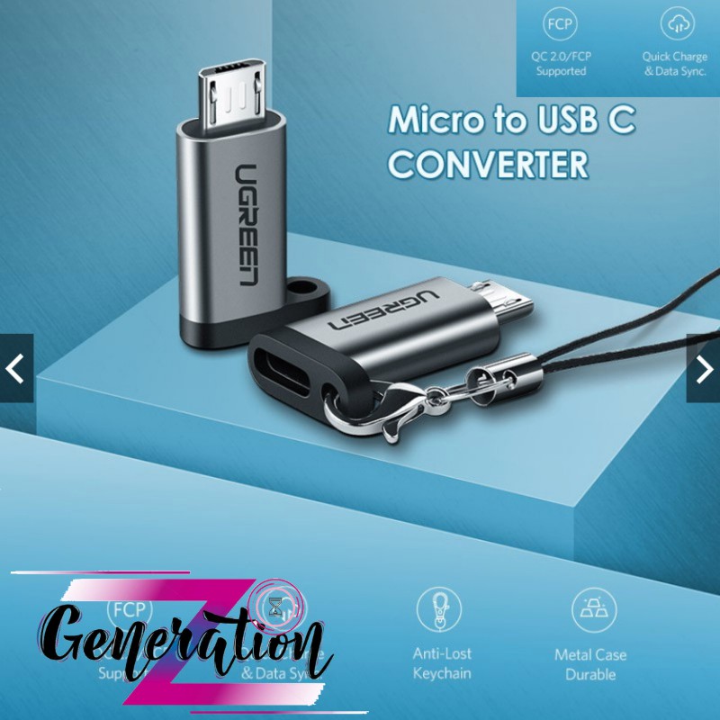 [Mã ELFLASH5 giảm 20K đơn 50K] Đầu chuyển Type-C âm ra Micro USB dương Ugreen 50590