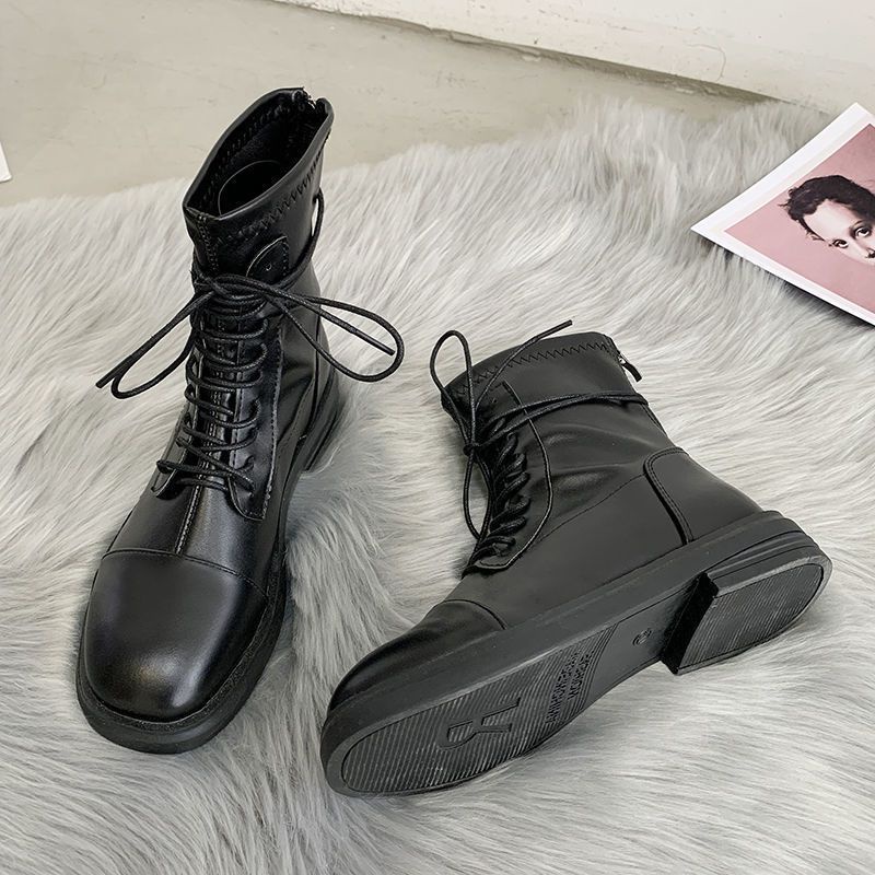 Order - Boots Da Mềm Đan Dây Đế Thấp Giày Bốt Ulzzang Có Hình Thật