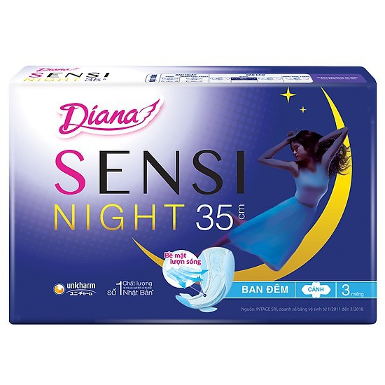 Combo 3 gói Băng vệ sinh Diana Sensi Cánh ban đêm 35cm( GIÁ BÌA 19.500/G)