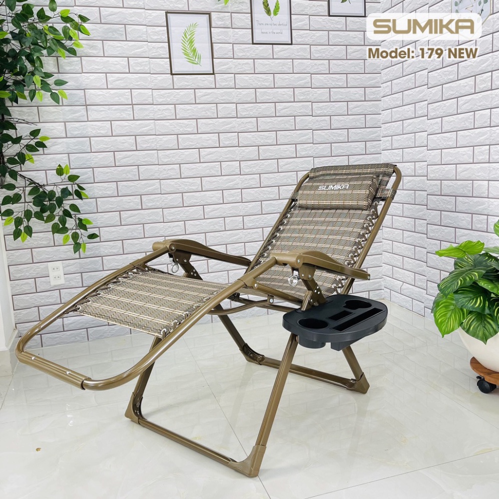 Ghế xếp thư giãn SUMIKA 179 các mẫu HOT 2022, tặng kèm khay đựng ly