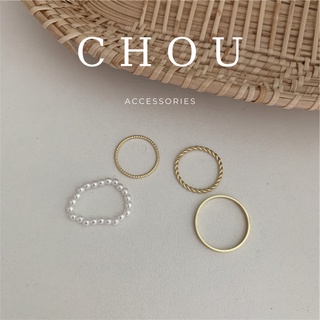 Set 4 Nhẫn Đính Ngọc | CHOU ACCESSORIES |