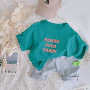 Áo Thun Cotton Tay Ngắn Dáng Rộng Kiểu Hàn Quốc Xinh Xắn Dành Cho Bé